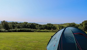 Tent camping at Eisteddfa Caravan & Camping Site overlooking beautiful views